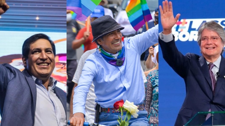 Andrés Arauz, Yaku Pérez y Guillermo Lasso, los posibles candidatos para segunda vuelta presidencial en Ecuador / Fuente: Twitter