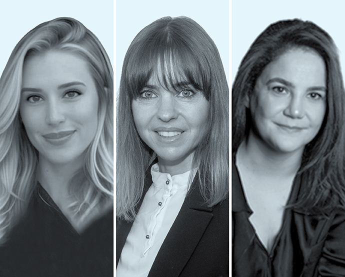 Luciana Alves Gama, de Marcelo Tostes Advogados (izquierda); Jesica Etchevarría, de Cassagne Abogados (centro), y Cláudia Maziteli Trindade, de Galdino, Pimenta, Takemi, Ayoub, Salgueiro, Rezende de Almeida Advogados.