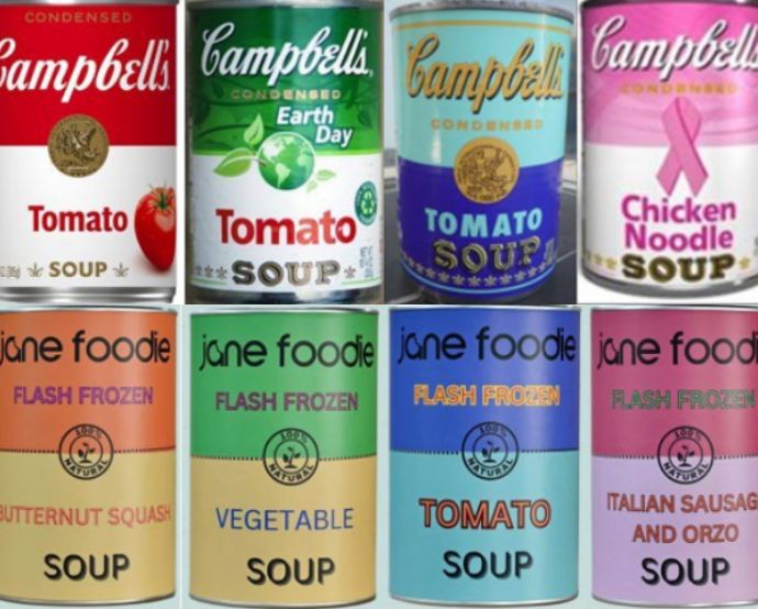 Comparación entre las latas originales y las de Jane Foodie / The Campbell’s Company