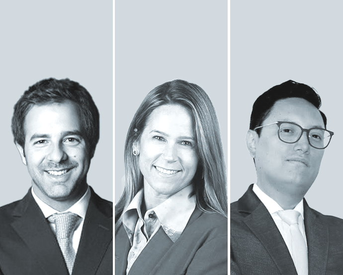 Rodrigo Avendaño, de ROEH Law & Tax (izquierda); Daniela García Belaunde, de Philippi Prietocarrizosa Ferrero DU & Uría - Perú, Andrés Chugá Porras, de Flor Bustamante Pizarro & Hurtado (FBPH).