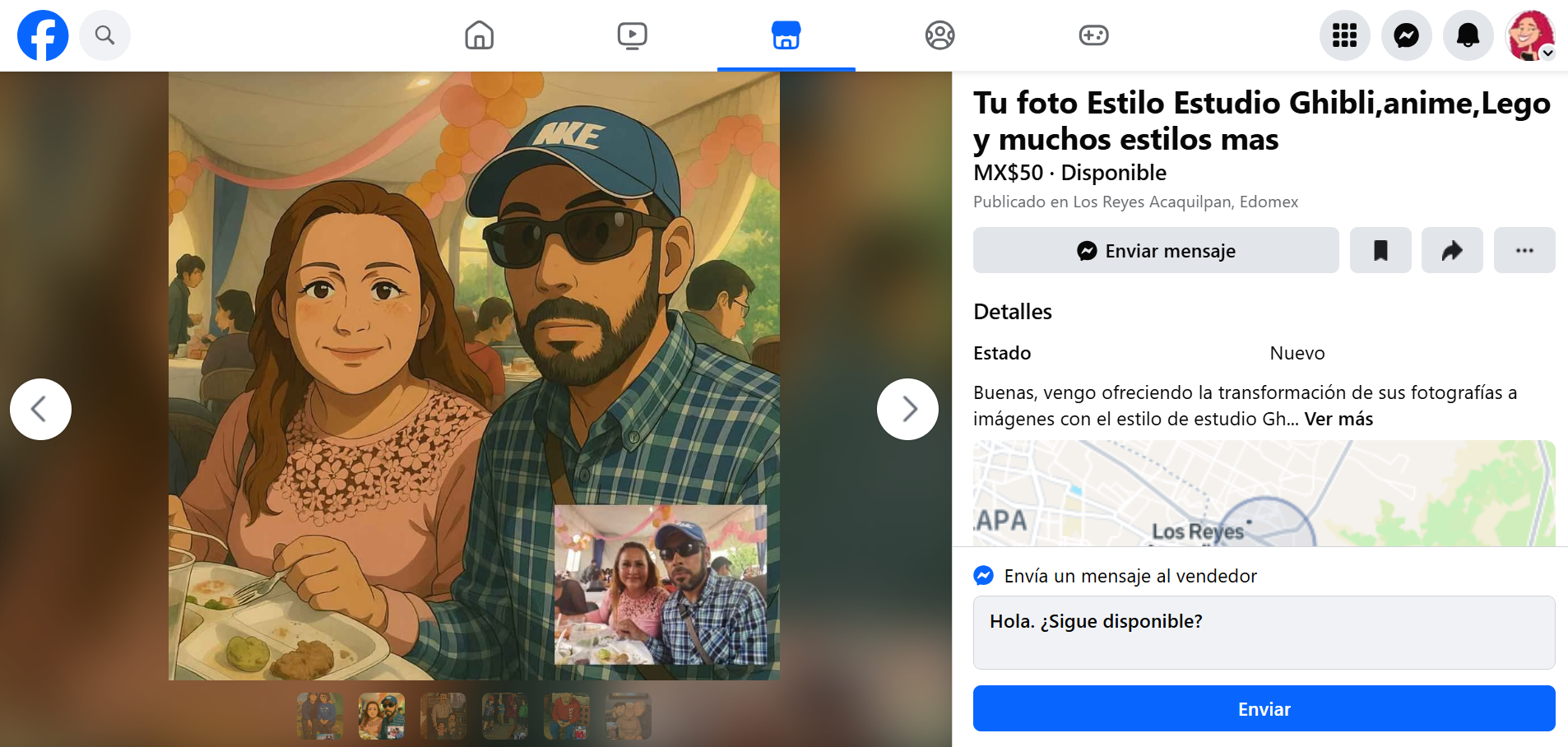 "Emprendedores" ofrecen fotos estilo Ghibli en RR. SS. - Facebook