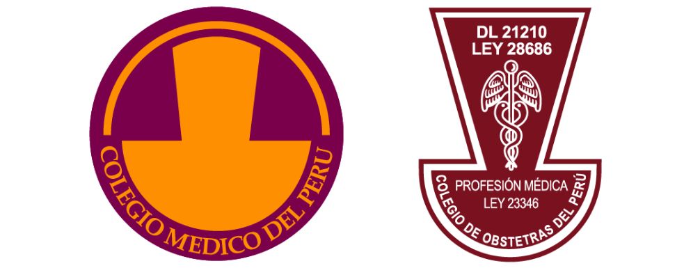 A la izquierda, el isotipo del Colegio Médico del Perú y la derecha el del Colegio de Obstetras del Perú
