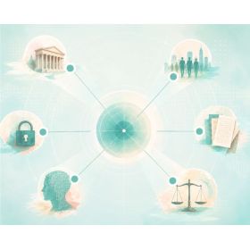Seis historias y una impresión difícil de sacudir: el derecho ya no observa la inteligencia artificial desde la orilla, sino que se metió al agua. / Imagen creada con ChatGPT.
