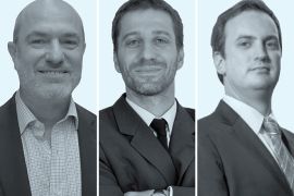 Federico Basile, de Tavarone, Rovelli, Salim & Miani (izquierda); Juan Pablo Riesco E., de Estudio Lewin (centro) y Rafael Cruzat Donoso, de Contreras Velozo.