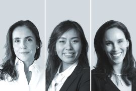 Daniela Afonso, de SiqueiraCastro (izquierda); Marina Takitani, de Nasser Advogados (centro), y Jaili Cunha, de SouzaOkawa.