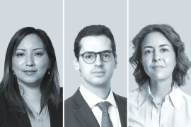 July Choy, de Estudio Olaechea (izquierda); João Gabriel Quiroga  Coletta Rodrigues Advogados, y Cecilia Rojas Mata, de Áurea Partners. 