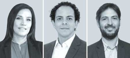 Claudia Vega, de Arias - Guatemala; Vinicius Martins, de Cascione Advogados (izquierda), y Daniel Corzo, de Miranda & Amado Abogados.