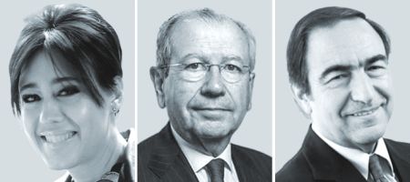 Florencia Heredia, de Beccar Varela; Fernando ViVes, presidente ejecutivo de Garrigues (centro), y Guillermo Morales Errázuriz, de MBE Abogados.