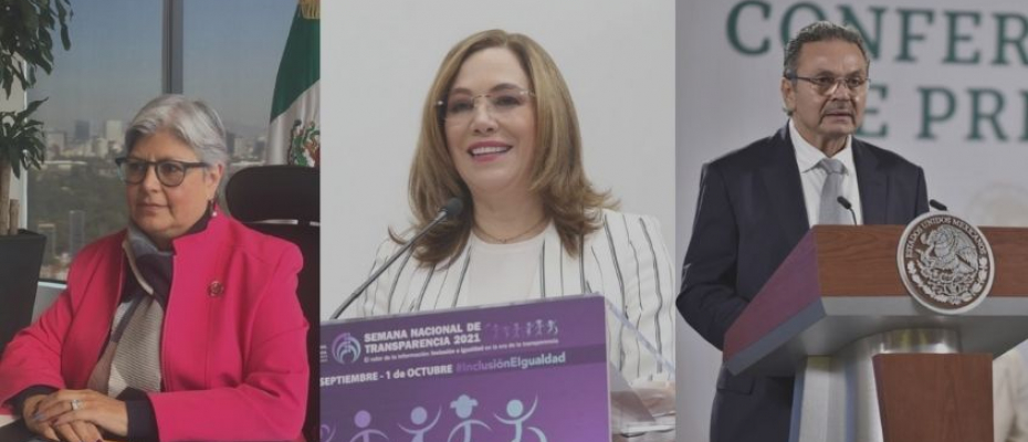 Graciela Márquez Colín, exsecretaria de Economía; Blanca Lilia Ibarra, titular del INAI, y Octavio Romero Oropeza, director general de Pemex.